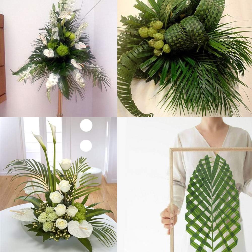 Artificial Areca Palm Leaves, 8 Pcs Faux Tropical Palm Tree Leaves Stems for Floral Arrangement, Hawaiian Luau, Jungle Beach Wedding Party Decor, 28 Inches Tall