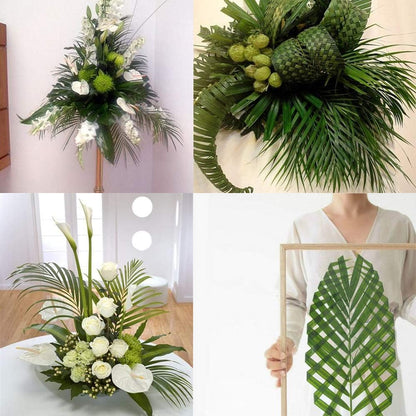 Artificial Areca Palm Leaves, 8 Pcs Faux Tropical Palm Tree Leaves Stems for Floral Arrangement, Hawaiian Luau, Jungle Beach Wedding Party Decor, 28 Inches Tall