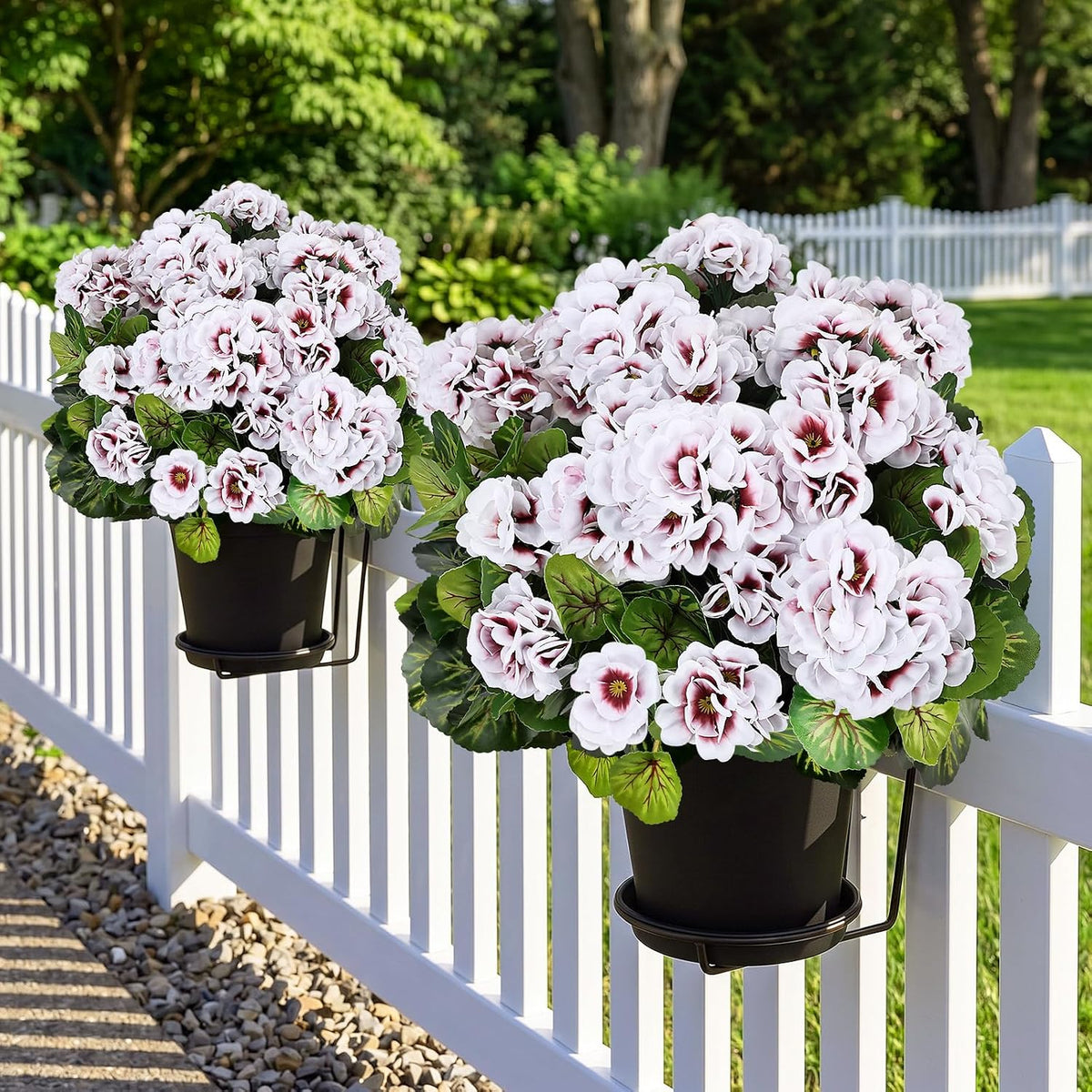 2 Pcs Pre-Potted Artificial Flowers for Outdoor - Pink