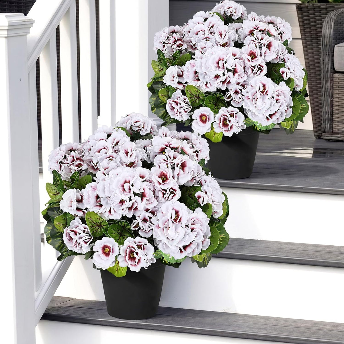 2 Pcs Pre-Potted Artificial Flowers for Outdoor - Pink