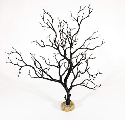 Dark River Brown Manzanita Branch 22-inch Tall with Weighted Base | Tree Branches Molded Aquarium Decor Decoration Fake Artificial Fish Tank Ornament for Freshwater or Saltwater (7394)