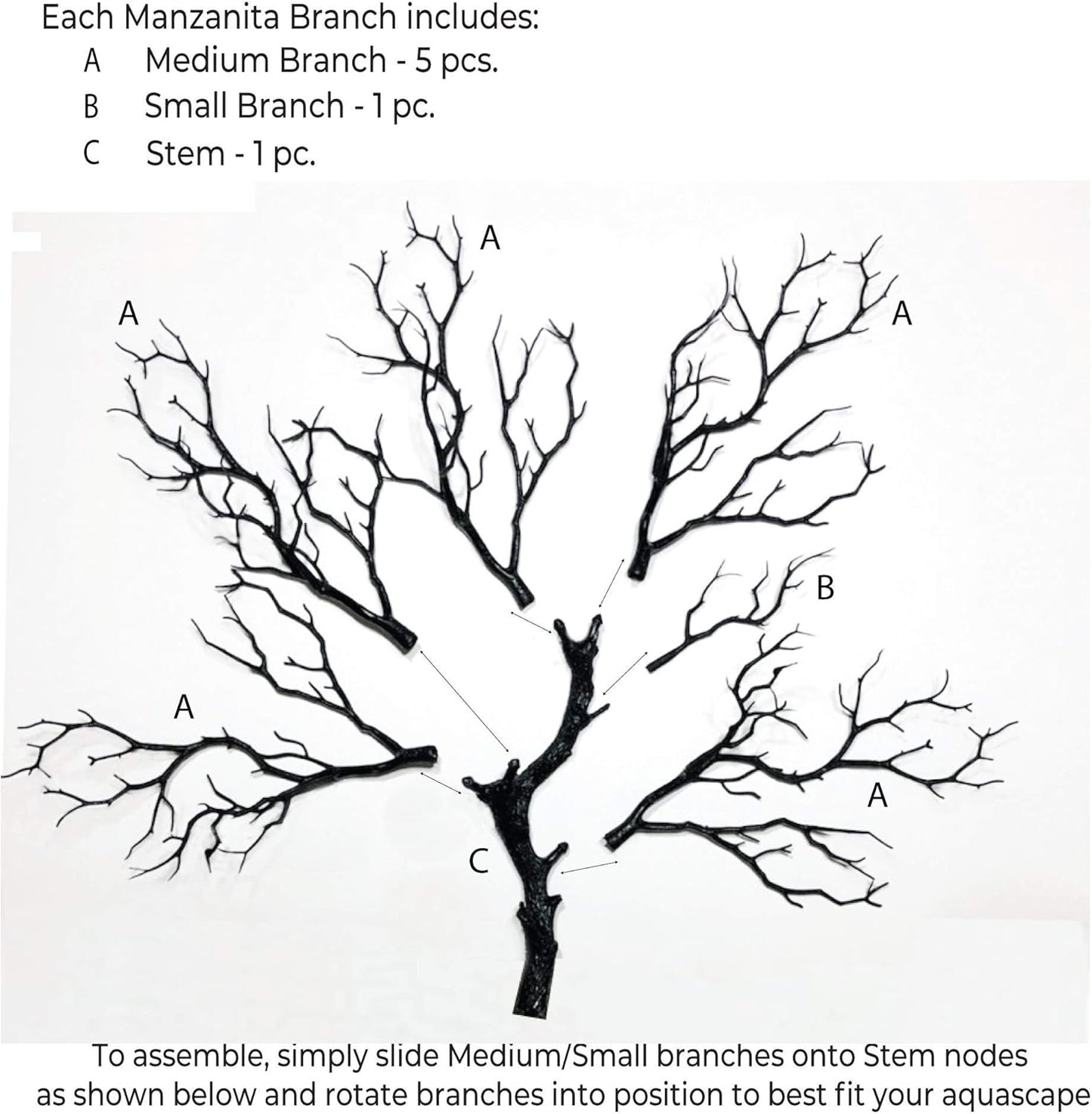 Dark River Brown Manzanita Branch 22-inch Tall with Weighted Base | Tree Branches Molded Aquarium Decor Decoration Fake Artificial Fish Tank Ornament for Freshwater or Saltwater (7394)