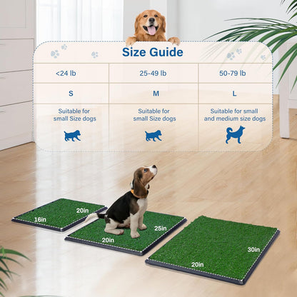 Artificial Dog Grass Pad with Tray for Potty – 16x20 inches Strong Absorbency Grass Pad, Dog Litter Box for Indoor/Balcony/Apartment