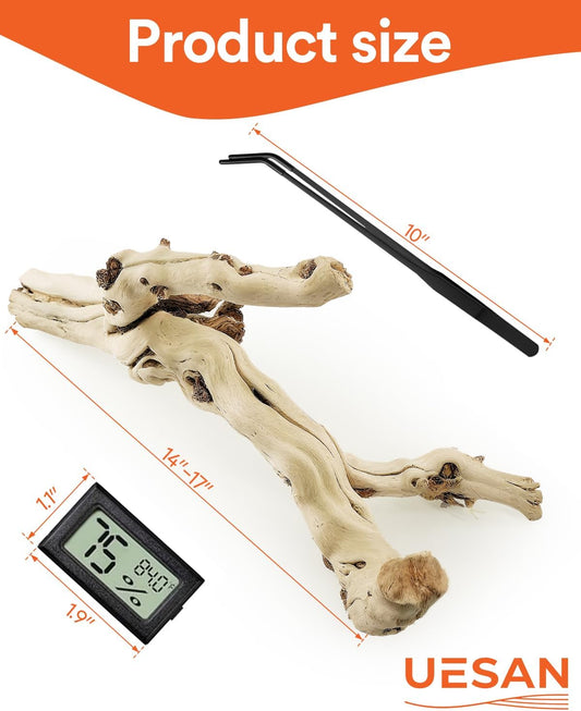 3Pcs Bearded Dragon Wood Branch, Large 14-17 Inch Reptile Wood Logs for ClimbingTerrarium Habitat Decor for Geckos, Chameleons, Frogs & Spiders