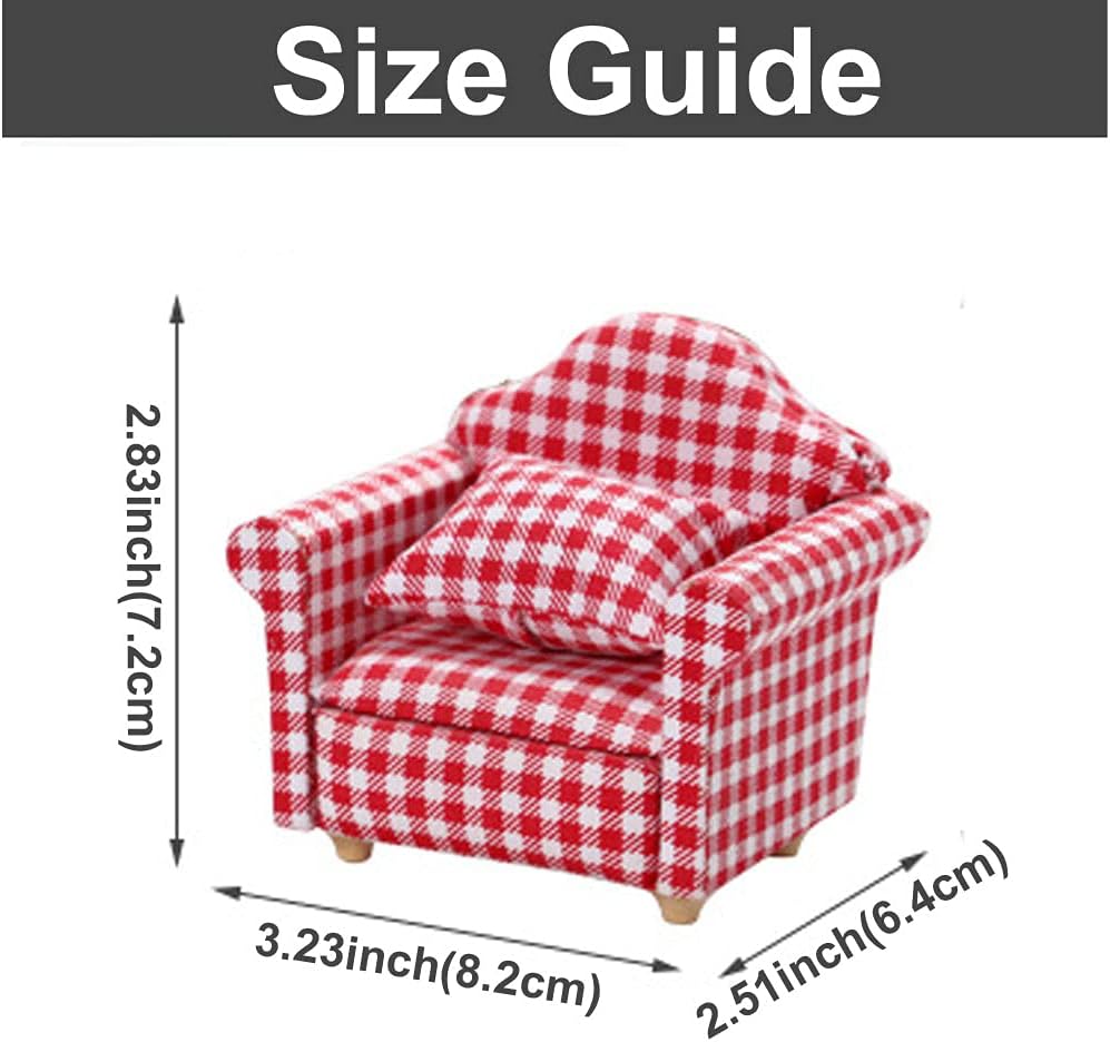 Hamster Mini Cotton Sofa Chair, Small Animal Blue Red Bed Cozy with Pillow, Cage Decor Photo Toys, Relax Habitat House Accessories, Sleep Pad Rest Nest for Hamster, Mice, Rat.
