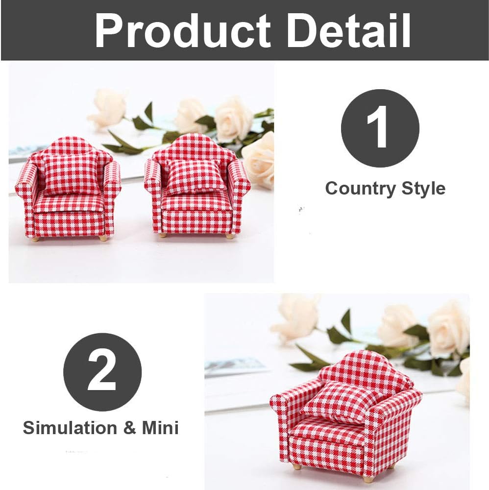 Hamster Mini Cotton Sofa Chair, Small Animal Blue Red Bed Cozy with Pillow, Cage Decor Photo Toys, Relax Habitat House Accessories, Sleep Pad Rest Nest for Hamster, Mice, Rat.