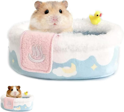Hamster Mini Cotton Sofa Chair, Small Animal Blue Red Bed Cozy with Pillow, Cage Decor Photo Toys, Relax Habitat House Accessories, Sleep Pad Rest Nest for Hamster, Mice, Rat.
