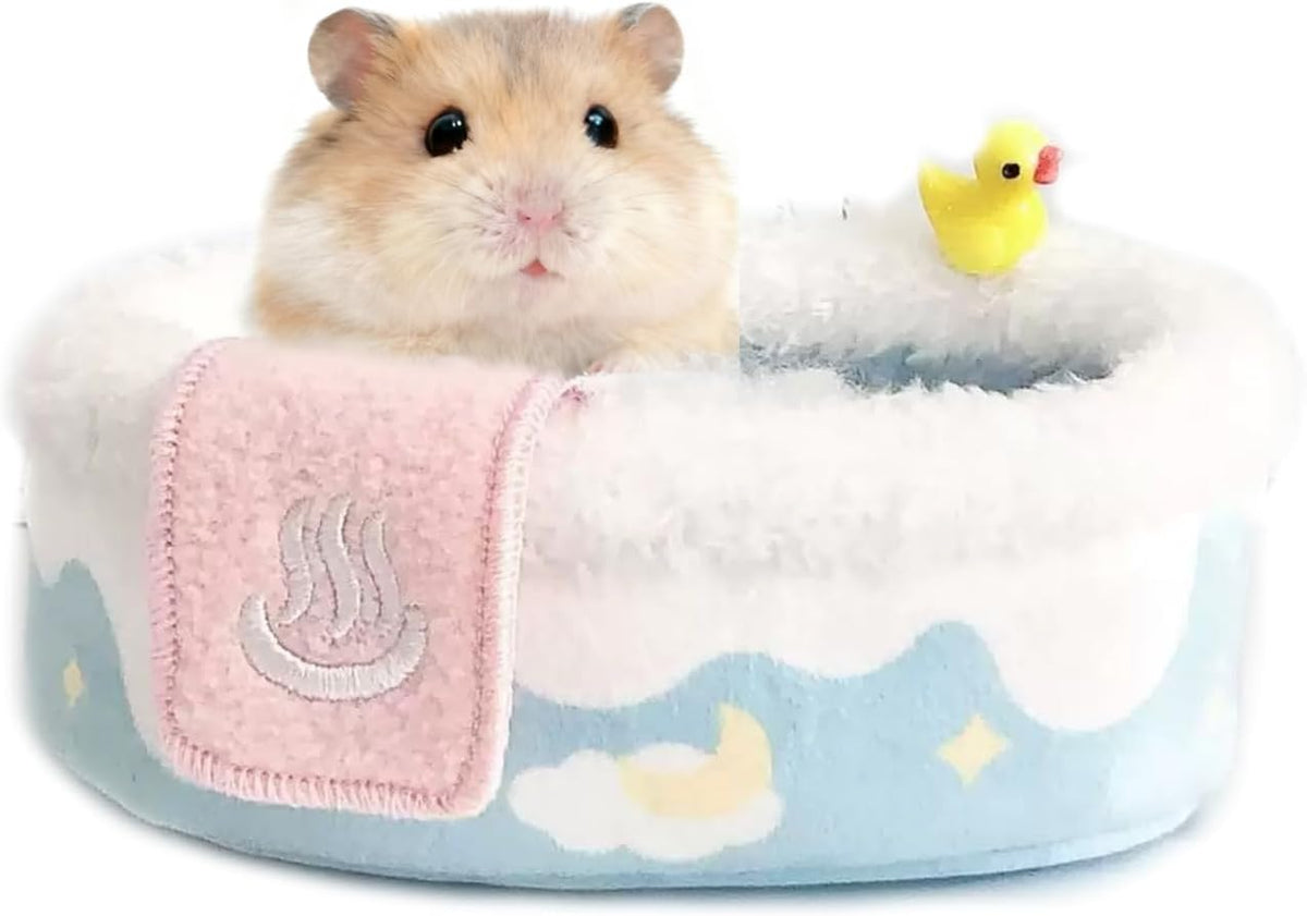 Hamster Mini Cotton Sofa Chair, Small Animal Blue Red Bed Cozy with Pillow, Cage Decor Photo Toys, Relax Habitat House Accessories, Sleep Pad Rest Nest for Hamster, Mice, Rat.