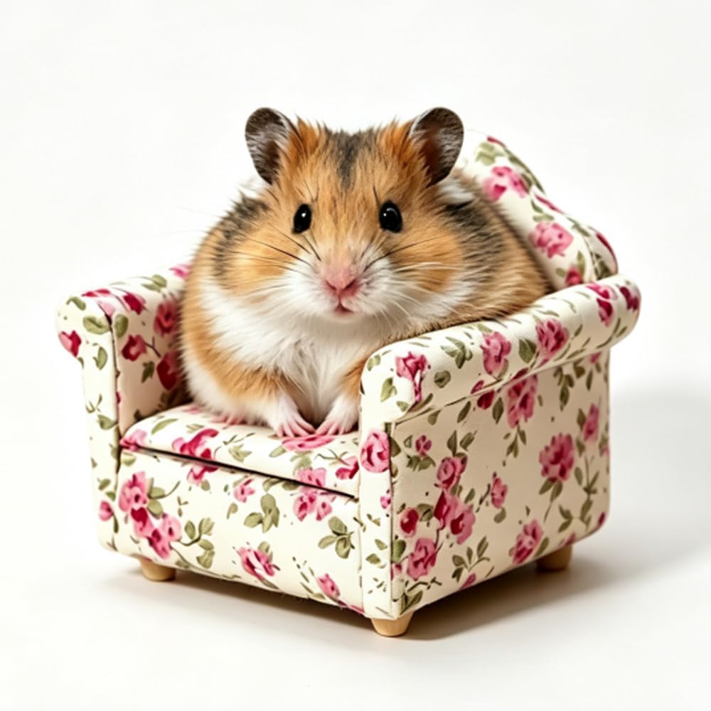 Hamster Mini Cotton Sofa Chair, Small Animal Blue Red Bed Cozy with Pillow, Cage Decor Photo Toys, Relax Habitat House Accessories, Sleep Pad Rest Nest for Hamster, Mice, Rat.