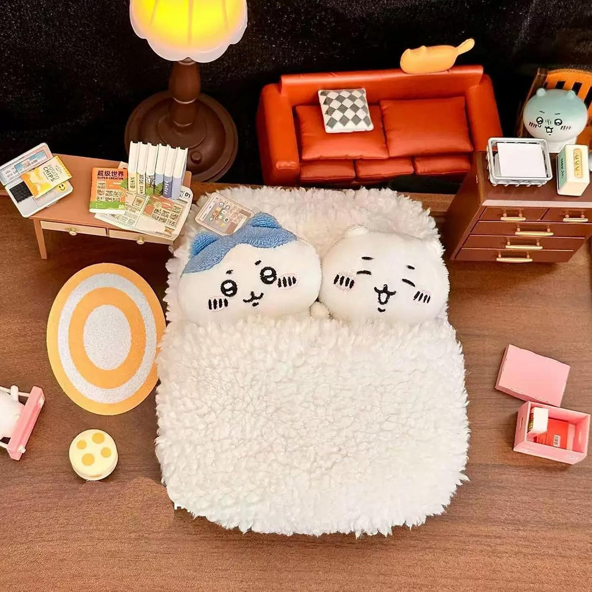 Hamster Mini Cotton Sofa Chair, Small Animal Blue Red Bed Cozy with Pillow, Cage Decor Photo Toys, Relax Habitat House Accessories, Sleep Pad Rest Nest for Hamster, Mice, Rat.