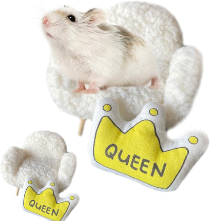 Hamster Mini Cotton Sofa Chair, Small Animal Blue Red Bed Cozy with Pillow, Cage Decor Photo Toys, Relax Habitat House Accessories, Sleep Pad Rest Nest for Hamster, Mice, Rat.