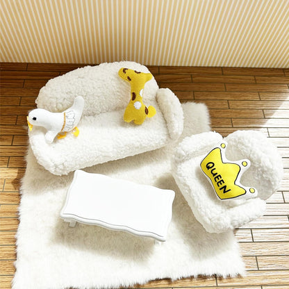Hamster Mini Cotton Sofa Chair, Small Animal Blue Red Bed Cozy with Pillow, Cage Decor Photo Toys, Relax Habitat House Accessories, Sleep Pad Rest Nest for Hamster, Mice, Rat.