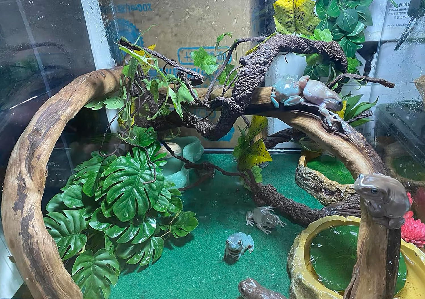 Reptile Artificial Plants Terrarium Decor, Fake Desert Plants Bearded Dragon Tank Decorations Accessories fit Crested Gecko Leopard Lizard Chameleon Ball Python Snake Frog - Tillandsia