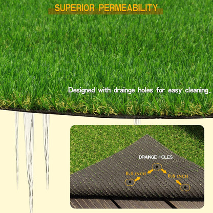 Green Artificial Grass 4 FT x 6 FT, 0.8" Fake Grass Turf Mat, Indoor Outdoor Artificial Lawn Rug, Dogs Pet Synthetic Grass Carpet for Landscape Garden Backyard Patio,Customized