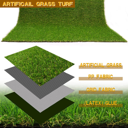 Green Artificial Grass 4 FT x 6 FT, 0.8" Fake Grass Turf Mat, Indoor Outdoor Artificial Lawn Rug, Dogs Pet Synthetic Grass Carpet for Landscape Garden Backyard Patio,Customized