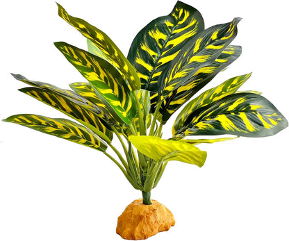 Reptile Artificial Plants for Terrarium Decor, Amphibian Habitat Decorations Bearded Dragon Tank Accessories fit Crested Gecko Leopard Lizard Chameleon Snake Frog - Fake Pink Heuchera