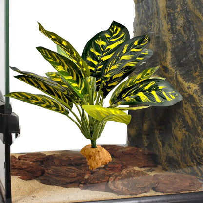 Reptile Artificial Plants for Terrarium Decor, Amphibian Habitat Decorations Bearded Dragon Tank Accessories fit Crested Gecko Leopard Lizard Chameleon Snake Frog - Fake Pink Heuchera