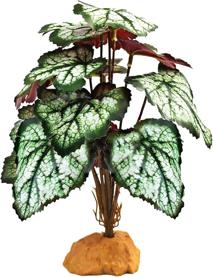Reptile Artificial Plants for Terrarium Decor, Amphibian Habitat Decorations Bearded Dragon Tank Accessories fit Crested Gecko Leopard Lizard Chameleon Snake Frog - Fake Pink Heuchera