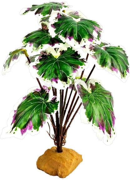 Reptile Artificial Plants for Terrarium Decor, Amphibian Habitat Decorations Bearded Dragon Tank Accessories fit Crested Gecko Leopard Lizard Chameleon Snake Frog - Fake Pink Heuchera