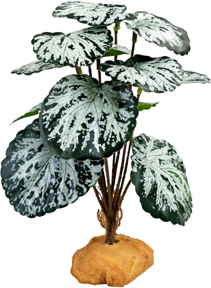 Reptile Artificial Plants for Terrarium Decor, Amphibian Habitat Decorations Bearded Dragon Tank Accessories fit Crested Gecko Leopard Lizard Chameleon Snake Frog - Fake Pink Heuchera