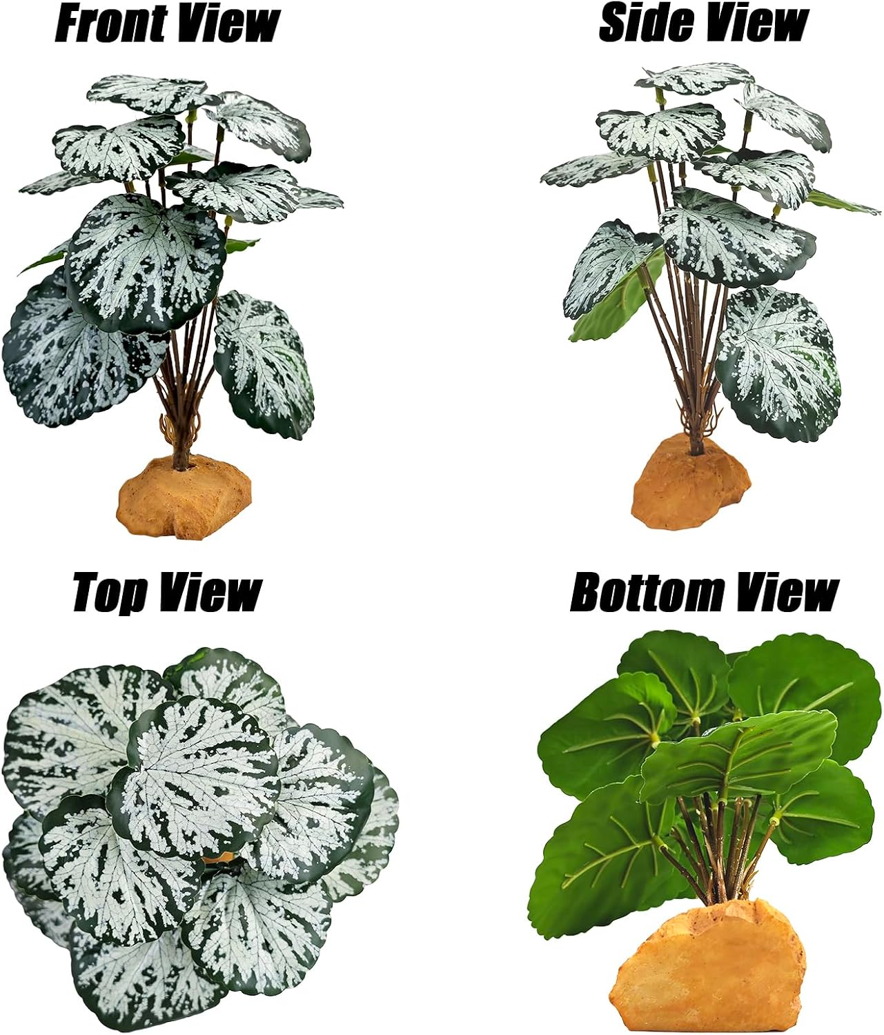 Reptile Artificial Plants for Terrarium Decor, Amphibian Habitat Decorations Bearded Dragon Tank Accessories fit Crested Gecko Leopard Lizard Chameleon Snake Frog - Fake Pink Heuchera