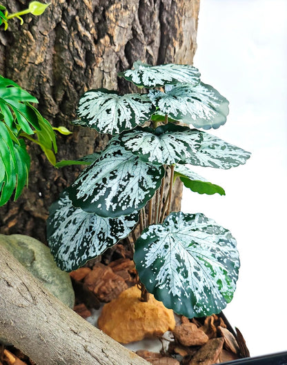 Reptile Artificial Plants for Terrarium Decor, Amphibian Habitat Decorations Bearded Dragon Tank Accessories fit Crested Gecko Leopard Lizard Chameleon Snake Frog - Fake Pink Heuchera