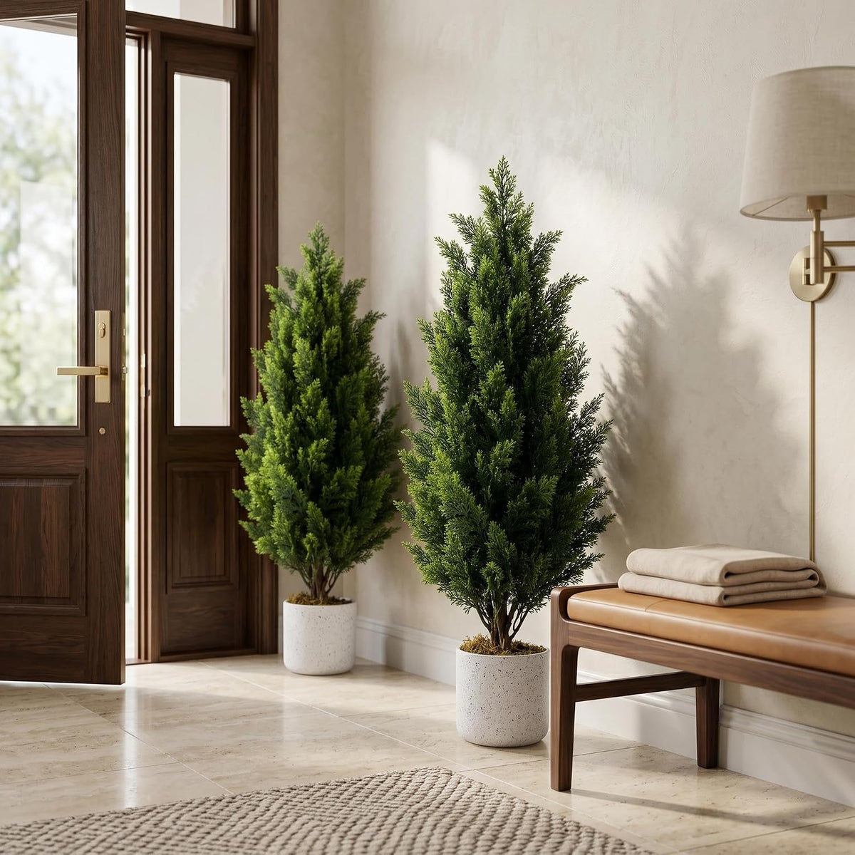 3FT Artificial Cedar Topiary Trees Set of 2, with Planter - Colors A