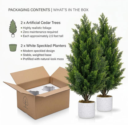 3FT Artificial Cedar Topiary Trees Set of 2, with Planter - Colors A