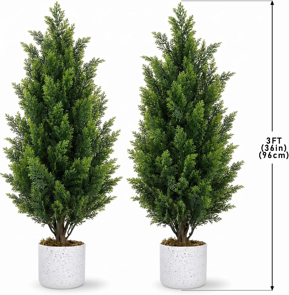 3FT Artificial Cedar Topiary Trees Set of 2, with Planter - Colors A