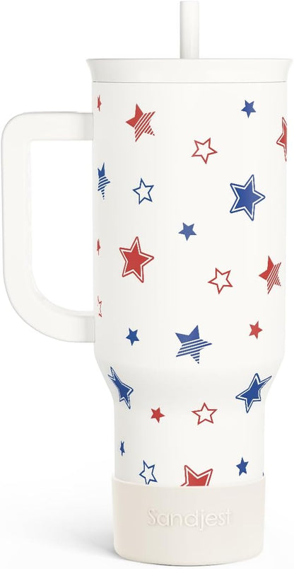 Lemon 40oz Tumbler with Handle and Straw, Insulated Stainless Steel Travel Coffee Mug for Women Girls, Gift Idea for Birthday Christmas Mothers Day Summer Vacation