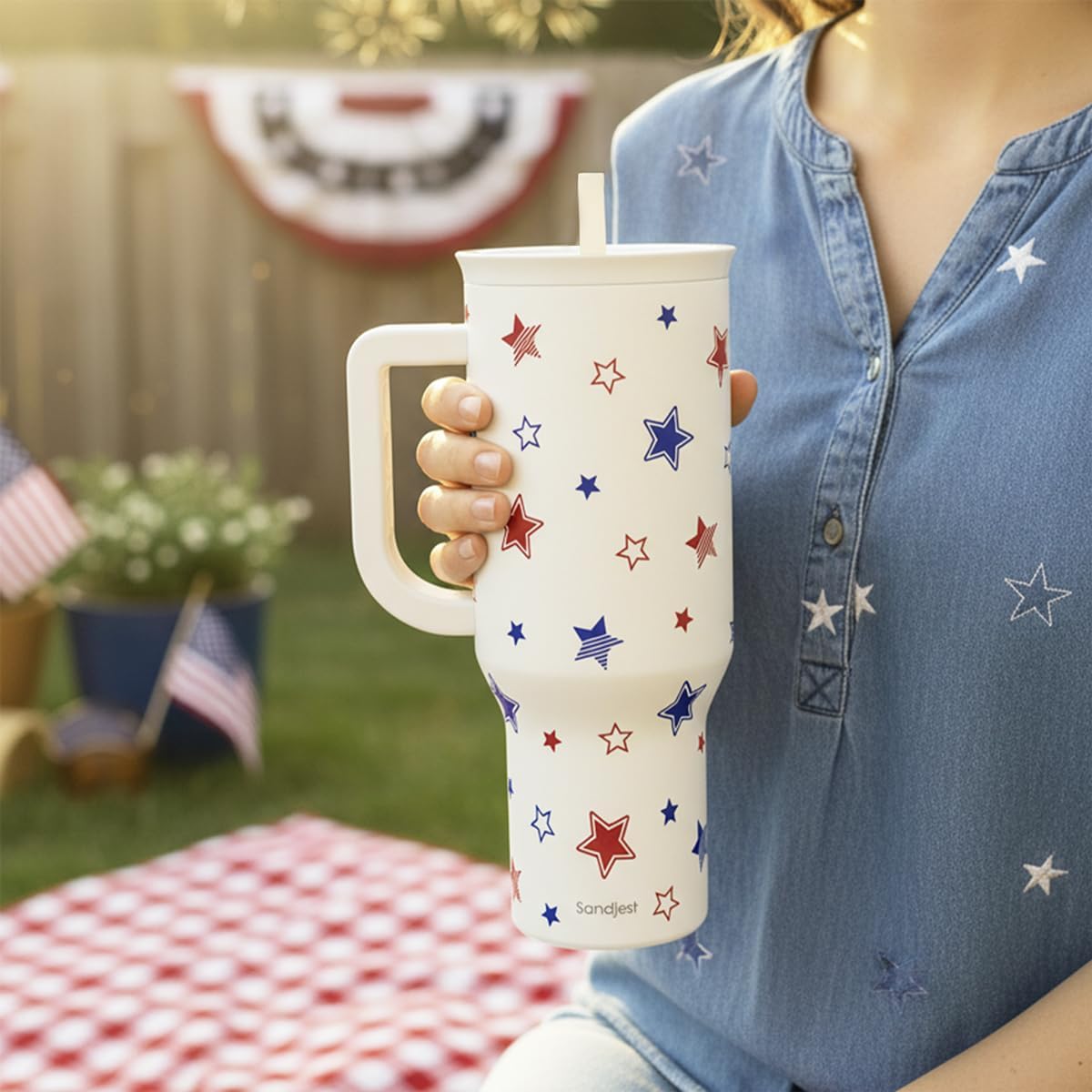 Lemon 40oz Tumbler with Handle and Straw, Insulated Stainless Steel Travel Coffee Mug for Women Girls, Gift Idea for Birthday Christmas Mothers Day Summer Vacation