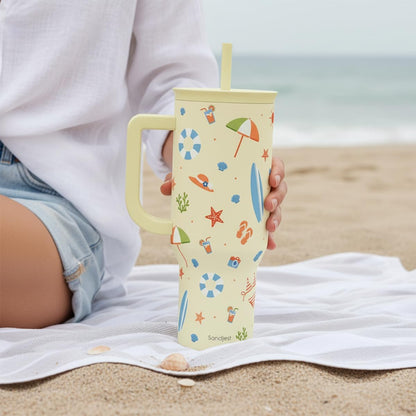 Lemon 40oz Tumbler with Handle and Straw, Insulated Stainless Steel Travel Coffee Mug for Women Girls, Gift Idea for Birthday Christmas Mothers Day Summer Vacation