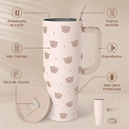 Lemon 40oz Tumbler with Handle and Straw, Insulated Stainless Steel Travel Coffee Mug for Women Girls, Gift Idea for Birthday Christmas Mothers Day Summer Vacation