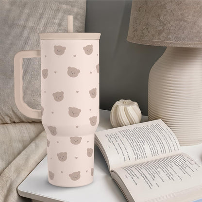 Lemon 40oz Tumbler with Handle and Straw, Insulated Stainless Steel Travel Coffee Mug for Women Girls, Gift Idea for Birthday Christmas Mothers Day Summer Vacation