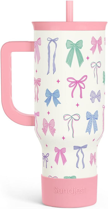 Lemon 40oz Tumbler with Handle and Straw, Insulated Stainless Steel Travel Coffee Mug for Women Girls, Gift Idea for Birthday Christmas Mothers Day Summer Vacation