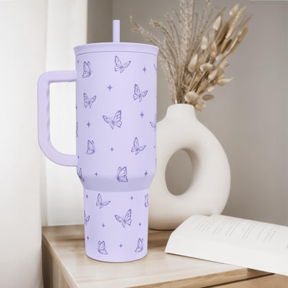 Lemon 40oz Tumbler with Handle and Straw, Insulated Stainless Steel Travel Coffee Mug for Women Girls, Gift Idea for Birthday Christmas Mothers Day Summer Vacation