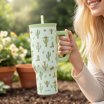 Lemon 40oz Tumbler with Handle and Straw, Insulated Stainless Steel Travel Coffee Mug for Women Girls, Gift Idea for Birthday Christmas Mothers Day Summer Vacation