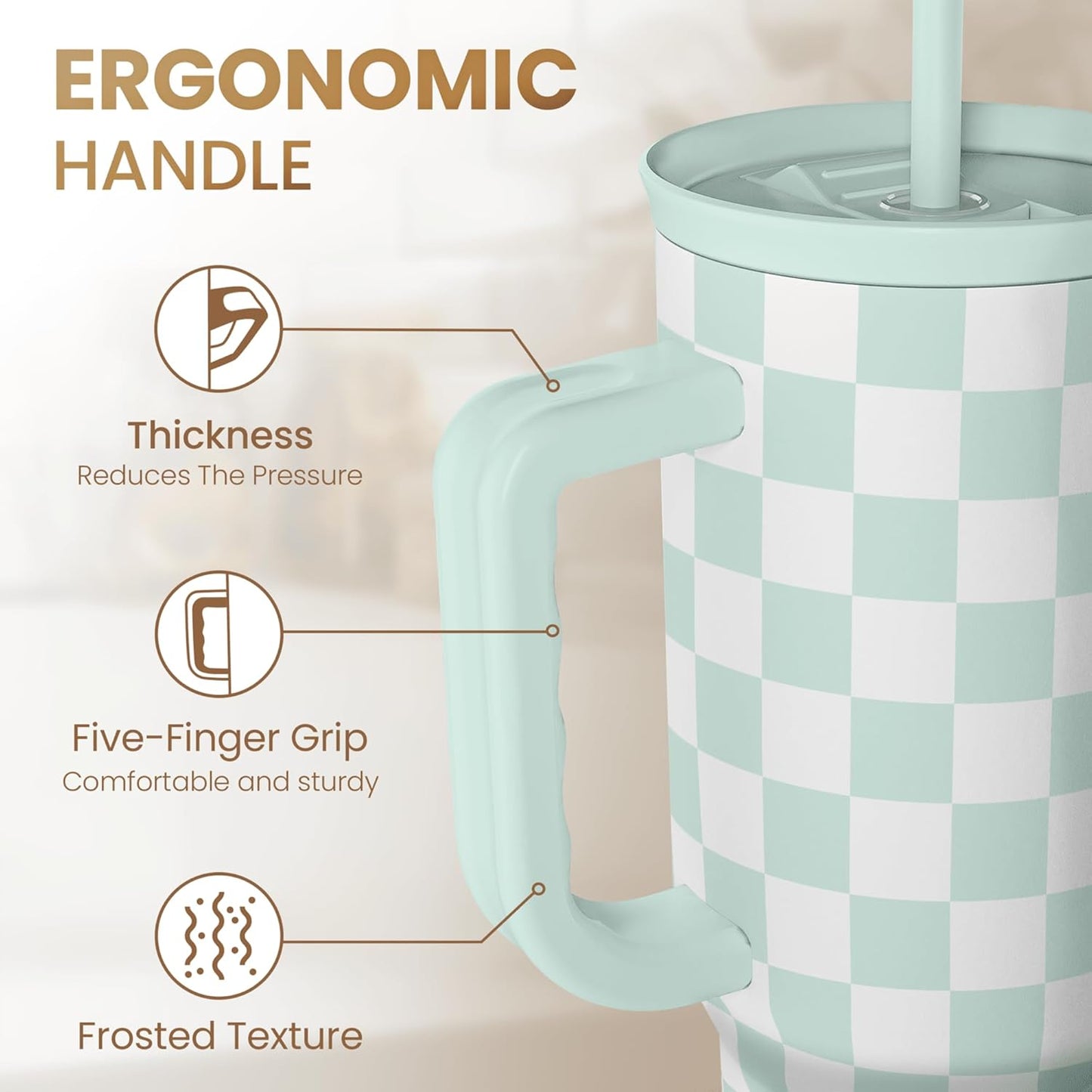 Lemon 40oz Tumbler with Handle and Straw, Insulated Stainless Steel Travel Coffee Mug for Women Girls, Gift Idea for Birthday Christmas Mothers Day Summer Vacation