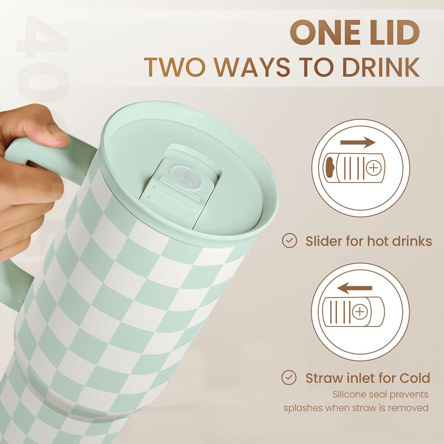 Lemon 40oz Tumbler with Handle and Straw, Insulated Stainless Steel Travel Coffee Mug for Women Girls, Gift Idea for Birthday Christmas Mothers Day Summer Vacation