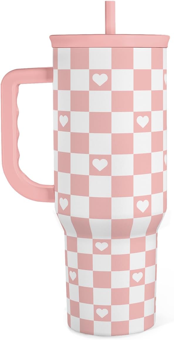 Lemon 40oz Tumbler with Handle and Straw, Insulated Stainless Steel Travel Coffee Mug for Women Girls, Gift Idea for Birthday Christmas Mothers Day Summer Vacation