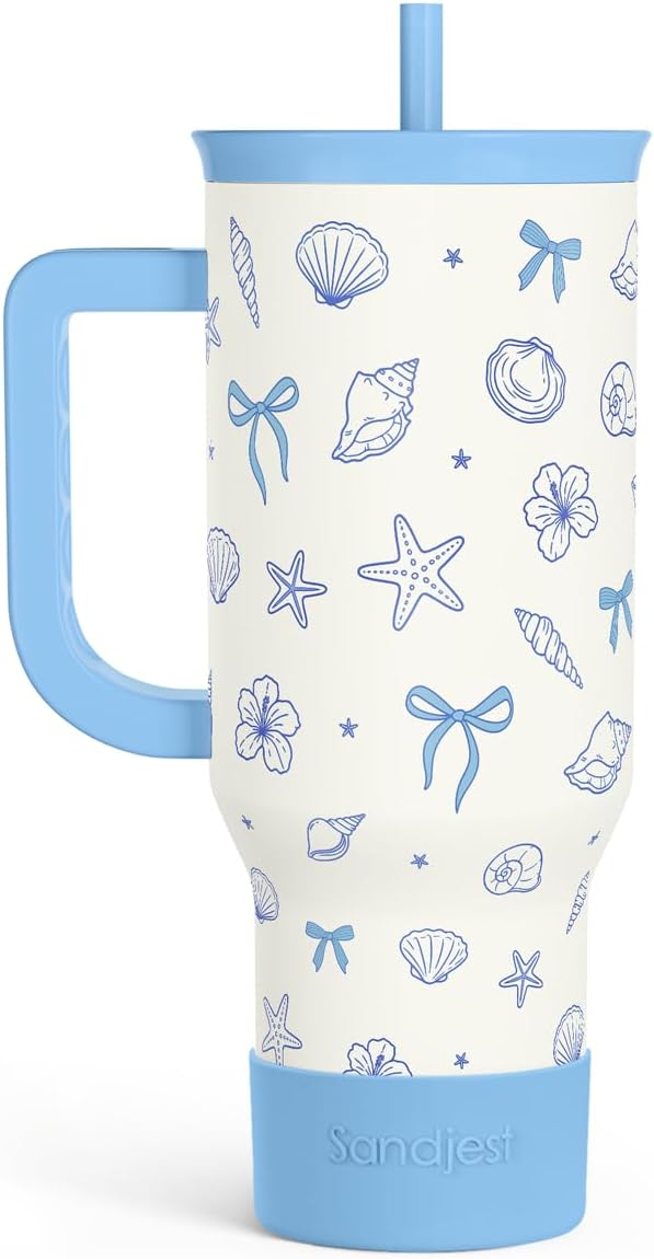 Lemon 40oz Tumbler with Handle and Straw, Insulated Stainless Steel Travel Coffee Mug for Women Girls, Gift Idea for Birthday Christmas Mothers Day Summer Vacation