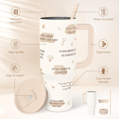 Lemon 40oz Tumbler with Handle and Straw, Insulated Stainless Steel Travel Coffee Mug for Women Girls, Gift Idea for Birthday Christmas Mothers Day Summer Vacation