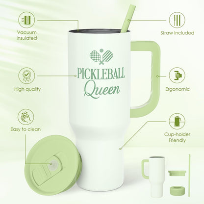 Lemon 40oz Tumbler with Handle and Straw, Insulated Stainless Steel Travel Coffee Mug for Women Girls, Gift Idea for Birthday Christmas Mothers Day Summer Vacation