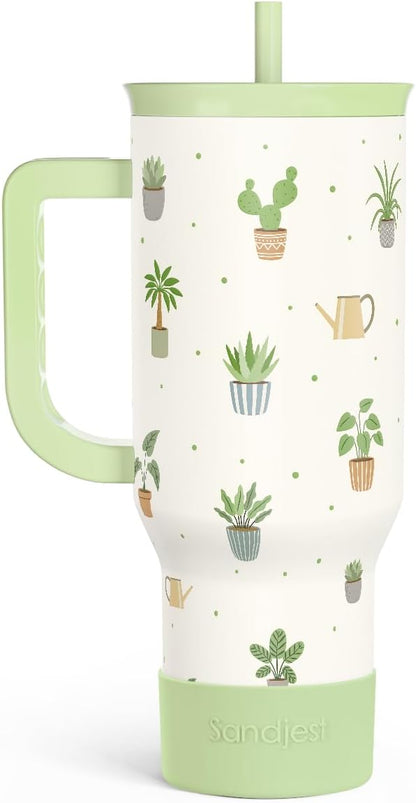 Lemon 40oz Tumbler with Handle and Straw, Insulated Stainless Steel Travel Coffee Mug for Women Girls, Gift Idea for Birthday Christmas Mothers Day Summer Vacation