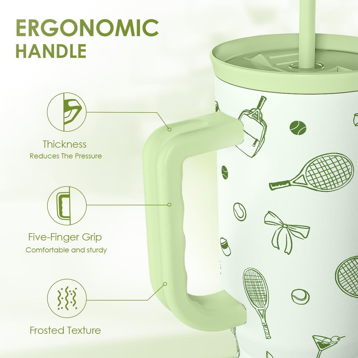 Lemon 40oz Tumbler with Handle and Straw, Insulated Stainless Steel Travel Coffee Mug for Women Girls, Gift Idea for Birthday Christmas Mothers Day Summer Vacation
