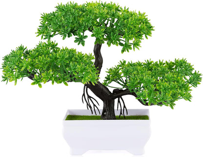 Mini Artificial Bonsai Tree with Cement Pot Home Decor, Orange