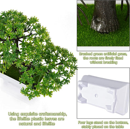 Mini Artificial Bonsai Tree with Cement Pot Home Decor, Orange