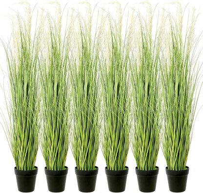 6 PCS 4 ft Tall Artificial Grass for Outdoor Indoor Fake Pampas Plant