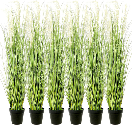 6 PCS 4 ft Tall Artificial Grass for Outdoor Indoor Fake Pampas Plant