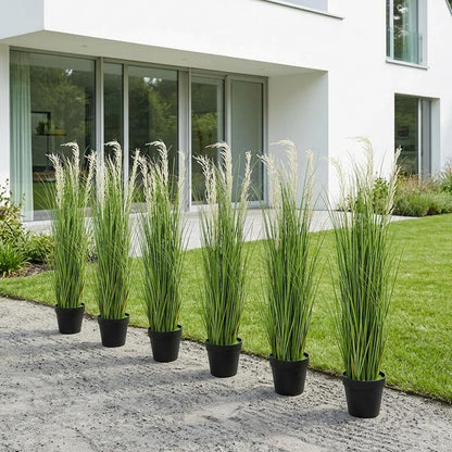 6 PCS 4 ft Tall Artificial Grass for Outdoor Indoor Fake Pampas Plant